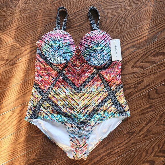 NWT Meet Curve Technicolor Cut Out Underwire One Piece Swimsuit 2XL - Picture 4 of 12